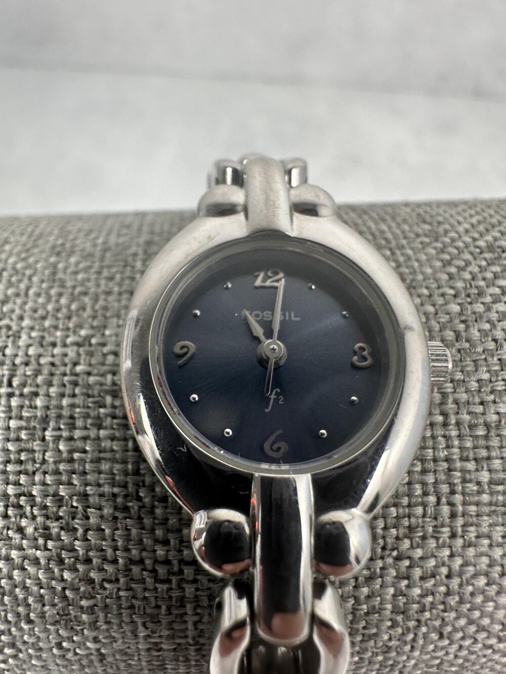 Fossil Watch Womens 19mm Blue Dial Stainless Bracelet F2 ES-8966 New Battery